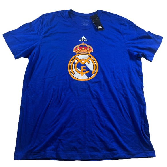 New adidas Real Madrid Crest Logo Graphic XL T-Shirt Short Sleeve NWT - Picture 1 of 6